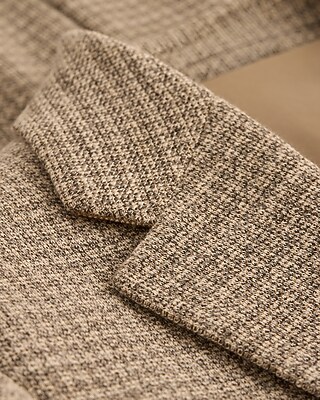 Slim Textured Brown Houndstooth Suit Jacket