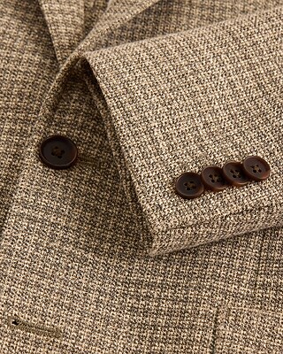 Slim Textured Brown Houndstooth Suit Jacket