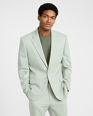 Slim Sage Wool-Blend Stretch Suit Jacket