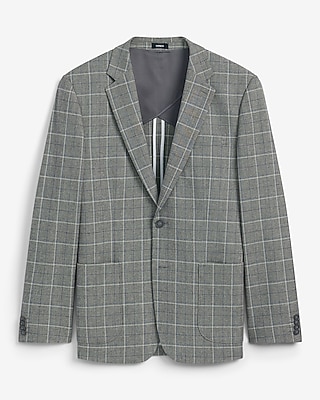 Extra Slim Gray Windowpane Stretch Suit Jacket