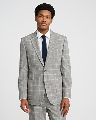 Extra Slim Gray Windowpane Stretch Suit Jacket