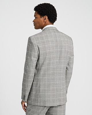 Extra Slim Gray Windowpane Stretch Suit Jacket