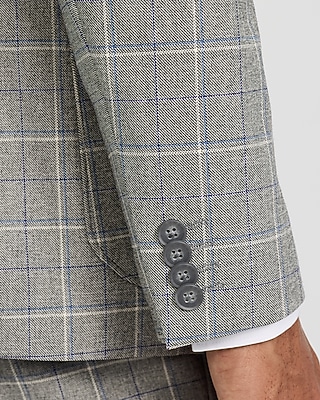 Extra Slim Gray Windowpane Stretch Suit Jacket