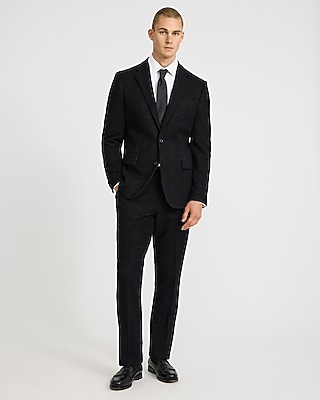 Slim Black Cotton-Blend Boucle Suit Jacket
