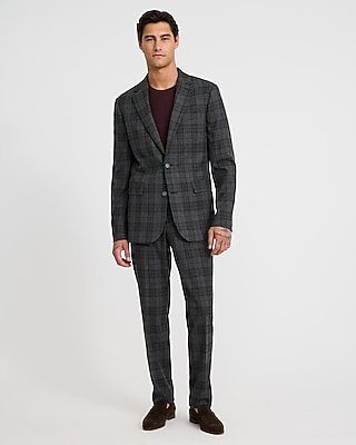 Extra Slim Gray Plaid Suit Jacket