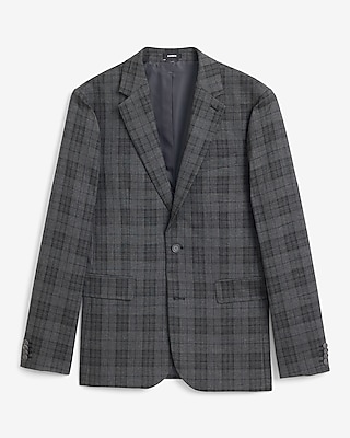 Extra Slim Gray Plaid Suit Jacket