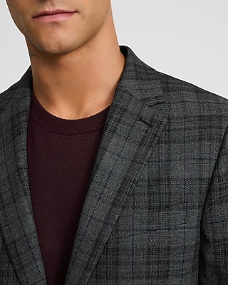 Extra Slim Gray Plaid Suit Jacket