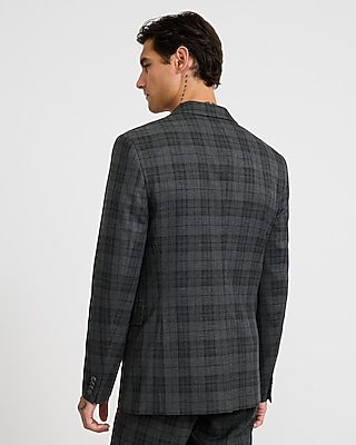 Extra Slim Gray Plaid Suit Jacket