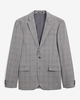 Extra Slim Grey Plaid Stretch Suit Jacket