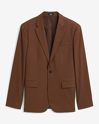 Slim Nutmeg Brown Brushed Flannel Suit Jacket