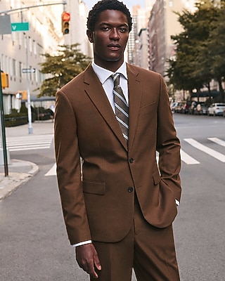 Slim Nutmeg Brown Brushed Flannel Suit Jacket
