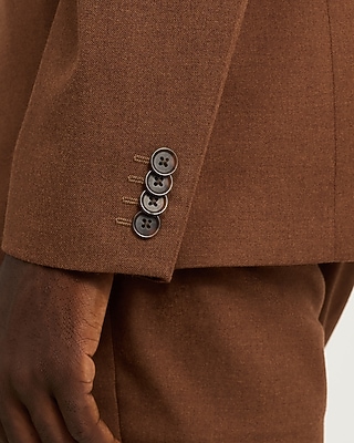 Slim Nutmeg Brown Brushed Flannel Suit Jacket