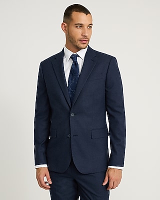 Slim Dark Blue Brushed Flannel Suit Jacket