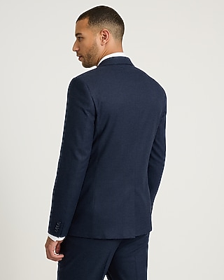 Slim Dark Blue Brushed Flannel Suit Jacket