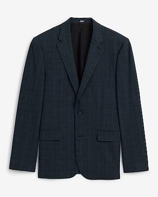 Classic Blue Plaid Suit Jacket