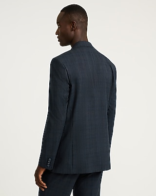 Classic Blue Plaid Suit Jacket