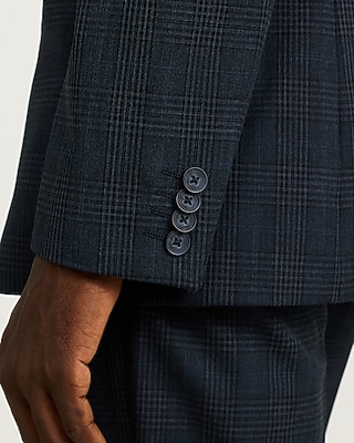 Classic Blue Plaid Suit Jacket