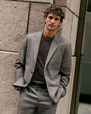 Extra Slim Brown Houndstooth Brushed Flannel Suit Jacket