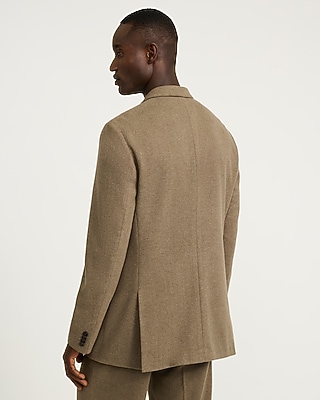 Relaxed Textured Brown Double Breasted Suit Jacket