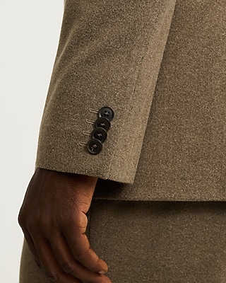 Relaxed Textured Brown Double Breasted Suit Jacket