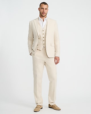 Slim Striped Linen-Blend Stretch Suit Jacket