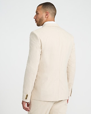 Slim Striped Linen-Blend Stretch Suit Jacket