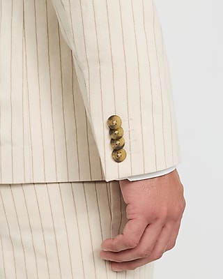 Slim Striped Linen-Blend Stretch Suit Jacket
