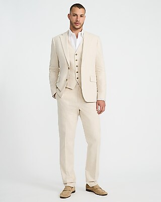 Slim Striped Linen-Blend Stretch Suit Jacket