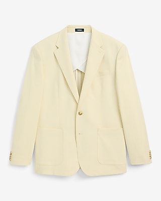 Classic Yellow Striped Linen-Blend Stretch Suit Jacket