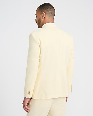 Classic Yellow Striped Linen-Blend Stretch Suit Jacket