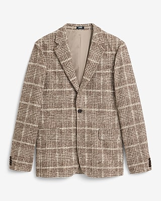 Slim Plaid Wool-Blend Boucle Suit Jacket
