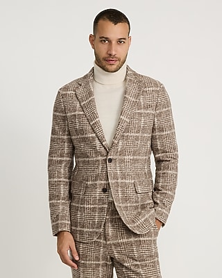 Slim Plaid Wool-Blend Boucle Suit Jacket