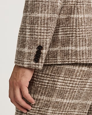 Slim Plaid Wool-Blend Boucle Suit Jacket