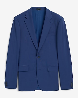 Slim Bright Blue Wool-Blend Washable Modern Tech Suit Jacket