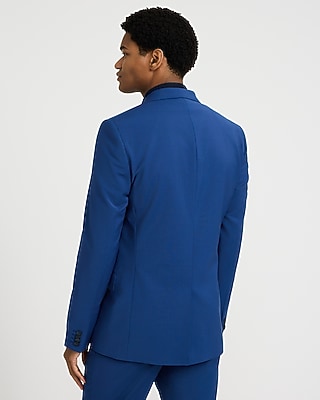 Slim Bright Blue Wool-Blend Washable Modern Tech Suit Jacket