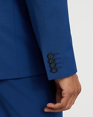 Slim Bright Blue Wool-Blend Washable Modern Tech Suit Jacket