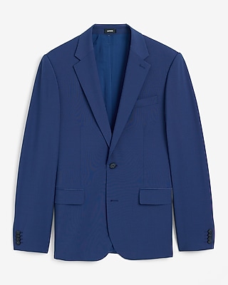 Slim Bright Blue Wool-Blend Washable Modern Tech Suit Jacket