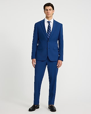 Slim Bright Blue Wool-Blend Washable Modern Tech Suit Jacket