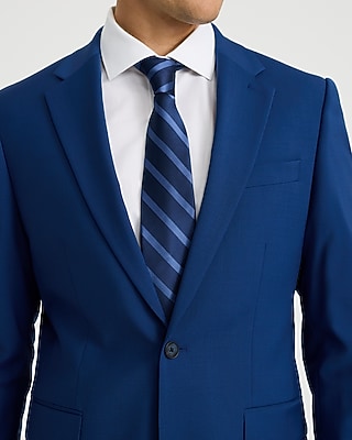 Slim Bright Blue Wool-Blend Washable Modern Tech Suit Jacket