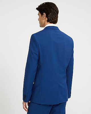 Slim Bright Blue Wool-Blend Washable Modern Tech Suit Jacket