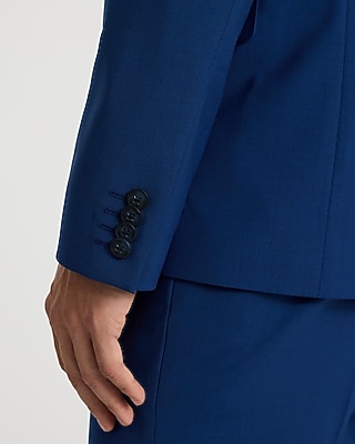 Slim Bright Blue Wool-Blend Washable Modern Tech Suit Jacket