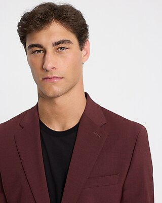 Slim Burgundy Wool-blend Modern Tech Suit Jacket | Express