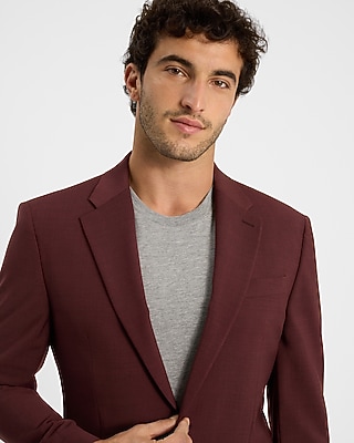 Classic Burgundy Wool-Blend Modern Tech Suit Jacket - image 2