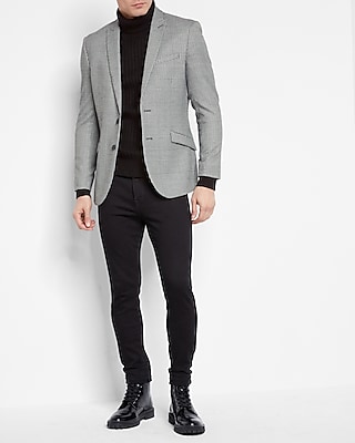 Extra Slim Plaid Black & White Flannel Suit Jacket | Express