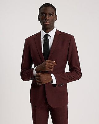 Extra Slim Burgundy Wool blend Modern Tech Suit Jacket Express