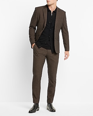 Extra Slim Brown Houndstooth Wool-Blend Suit Jacket