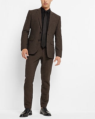 Extra Slim Brown Houndstooth Wool-Blend Suit Jacket