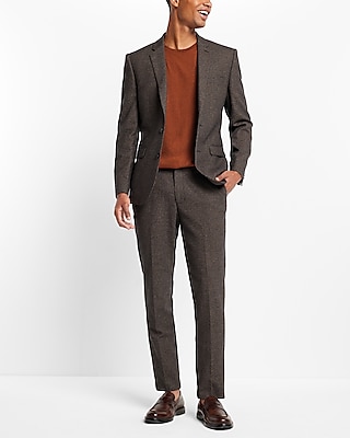 Extra Slim Brown Houndstooth Wool-Blend Suit Jacket