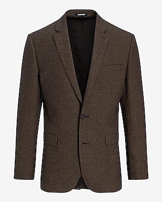 Extra Slim Brown Houndstooth Wool-Blend Suit Jacket