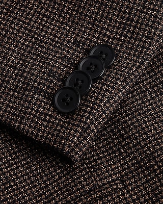 Extra Slim Brown Houndstooth Wool-Blend Suit Jacket